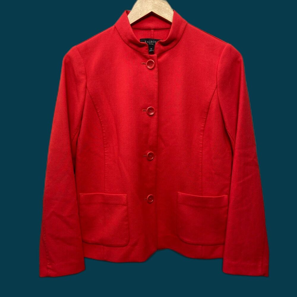 Talbots Petite Red Button Blazer Coat Jacket Women's Sz 4p